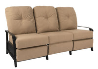 Woodard Cortland Cushion Recliner Sofa, Aged Teak, Beach Bum Creamsicle (Grade A), Grade A Fabric, Sofas, Fabric, Iron, Curved, Frame, Outdoor