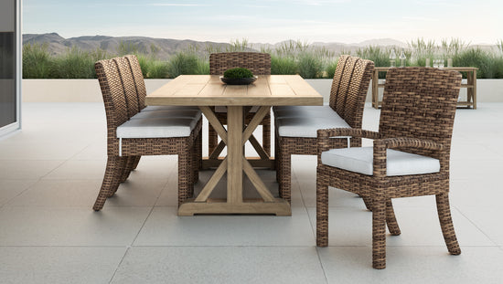 Sunset West Havana Armless Dining Chair in Canvas with Self Welt