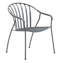 Woodard Valencia Barrel Dining Chair - Stackable, Aged Teak, No Cushion, Grade A Fabric, Dining Chairs, Iron, Curved, 4 Legs, Outdoor