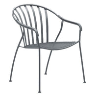 Woodard Valencia Barrel Dining Chair - Stackable, Aged Teak, No Cushion, Grade A Fabric, Dining Chairs, Iron, Curved, 4 Legs, Outdoor