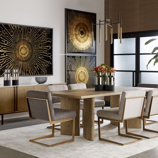 Sunpan Giulietta Dining Table Rectangular 90.5'' in Dark Brown / Weathered Oak