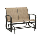 Woodard Fremont Sling Gliding Love Seat, Aged Teak, Augustine Alloy (Grade A), Grade A Fabric, Cast Aluminum furniture, Loveseat, Fremont, Aluminum, Loveseats, Square, Outdoor