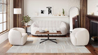 Zuo Modern Govan Swivel Chair in Ivory/Brown, Ivory, Swivel Chairs, Plywood, Polyester, Steel, Curved, Block, Indoor
