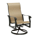 Woodard Cortland Sling High Back Swivel Rocking Dining Armchair, Aged Teak, Augustine Alloy (Grade A), Grade A Fabric, Garden Chairs, Rockers, Cortland, Aluminum, Rockers, Curved, Outdoor