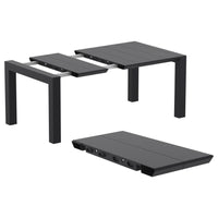 Compamia Loft Outdoor Dining Set with 6 Arm Chairs and 55 inch Extension Table Black/Dark Gray/Taupe/White