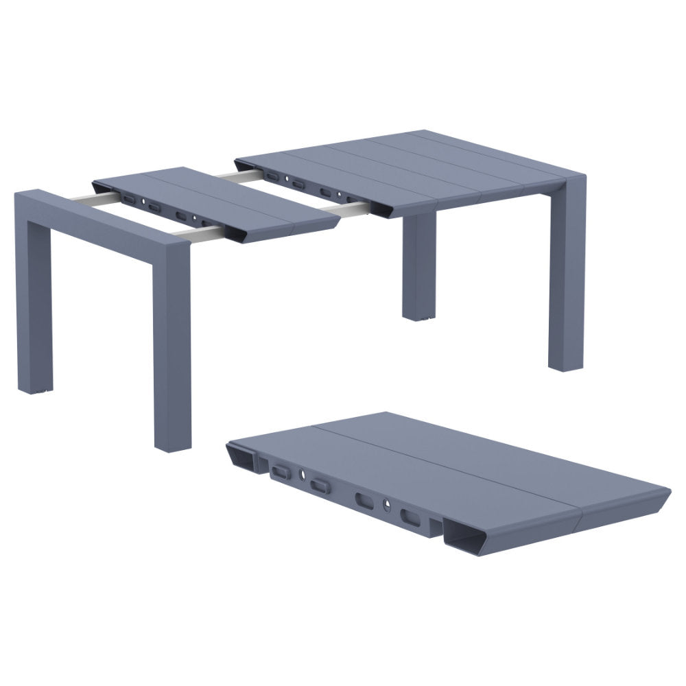 Compamia Loft Outdoor Dining Set with 6 Arm Chairs and 55 inch Extension Table Black/Dark Gray/Taupe/White