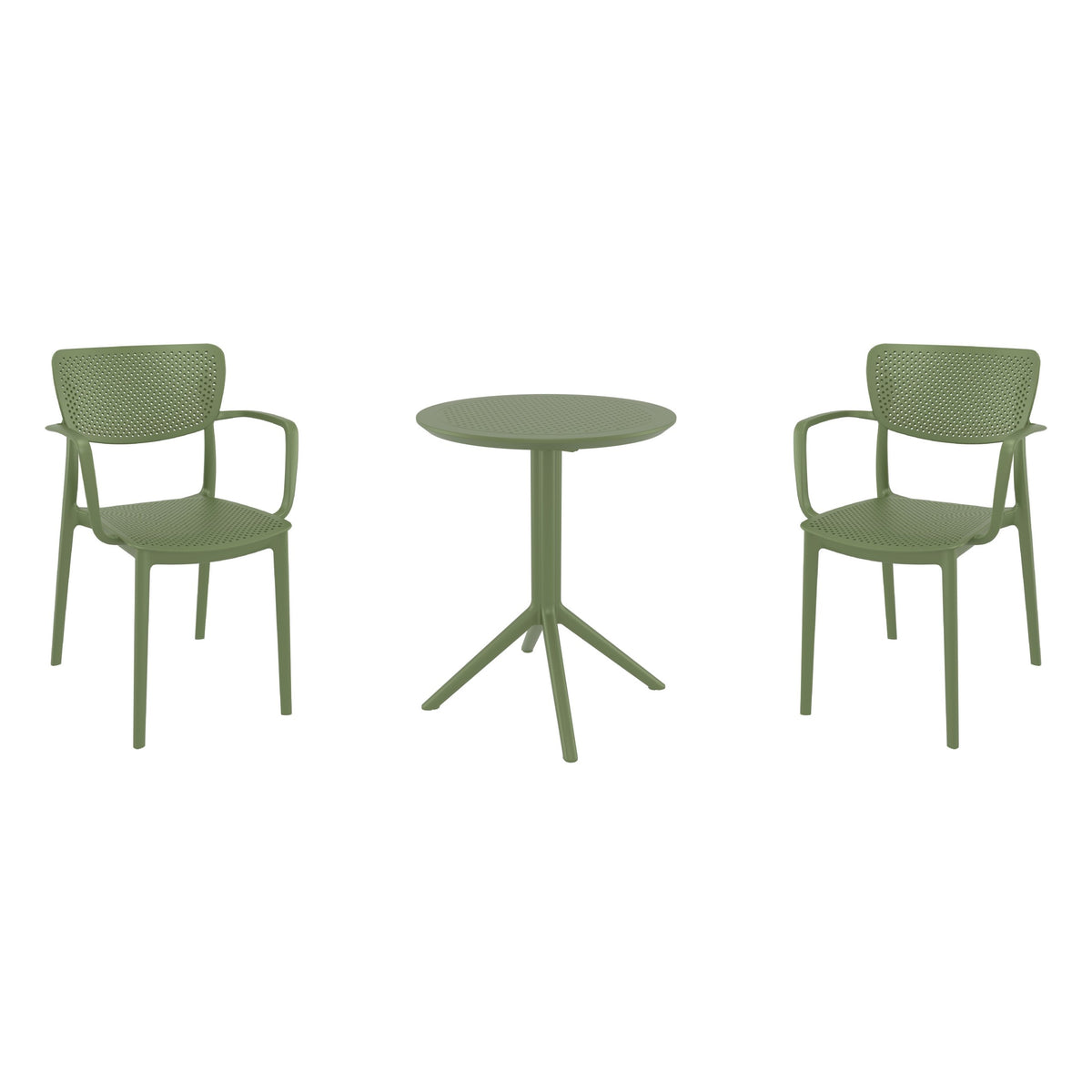 Compamia Loft Bistro Set 3 Piece with 24 inch Table Top in Black/Dark Gray/Taupe/Olive Green/White