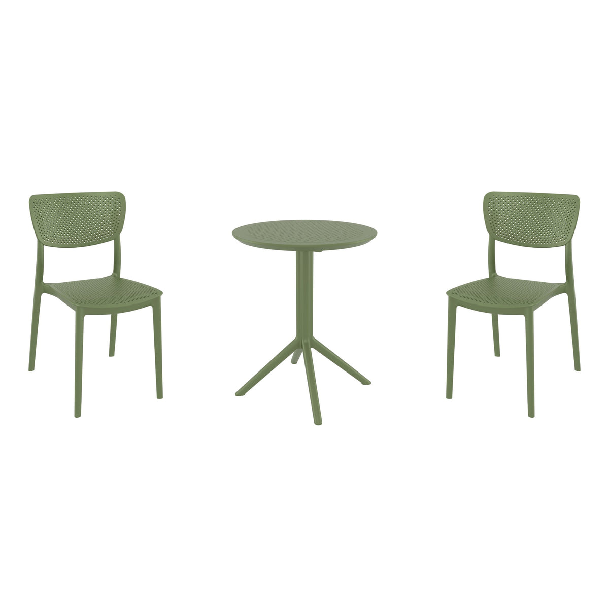 Compamia Lucy Bistro Set 3 Piece with 24 inch Table Top in Black/Dark Gray/Taupe/Olive Green/White