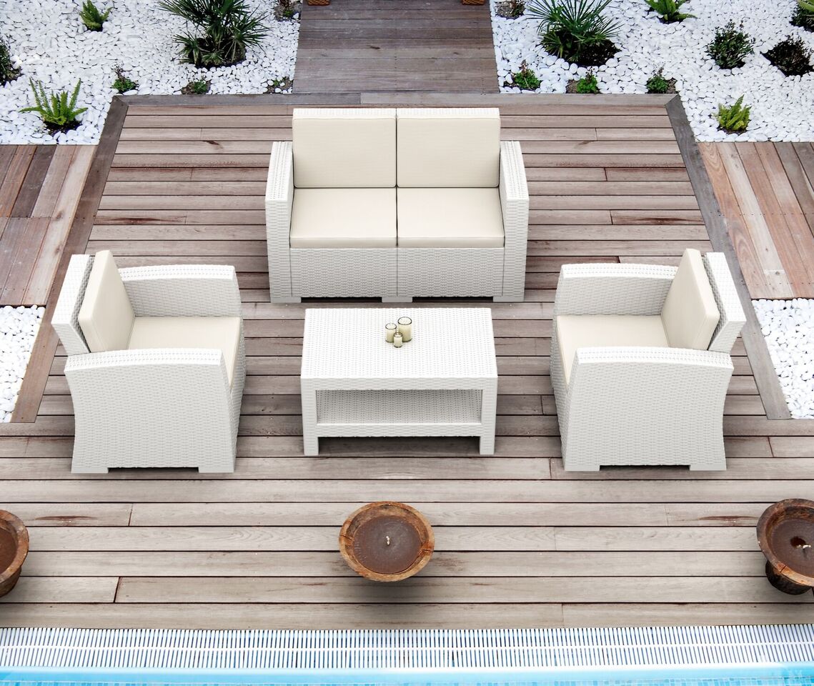 Compamia Monaco Resin Patio Seating 4 piece with Cushion