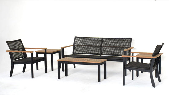 Royal Teak Naples Coffee Table Charcoal Aluminum and Rope
