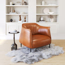 Zuo Modern Julian Accent Chair in Brown, Accent Chairs, Faux Leather, Plywood, Polyurethane, Curved, 4 Legs, Indoor