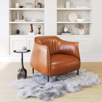 Zuo Modern Julian Accent Chair in Brown, Accent Chairs, Faux Leather, Plywood, Polyurethane, Curved, 4 Legs, Indoor