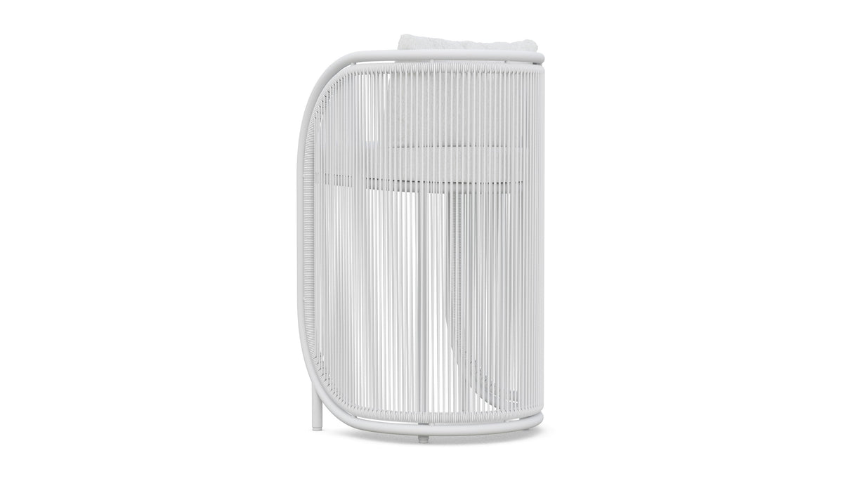 Azzurro Living Kamari Bar Stool With Matte White Aluminum Frame And White Mist All-Weather Texteline Rope