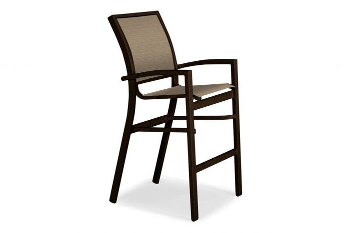 Telescope Casual Kendall Sling Bar Height Stacking Arm Chair, Textured White, 01D Red, Bar Chairs, Sling, Kendall, Aluminum, 4 Legs, 