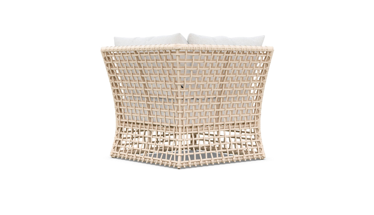 Azzurro Living Kiawah Corner Chair With Natural Aluminum Frame And Almond All-Weather Wicker