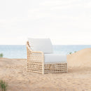 Azzurro Living Kiawah Corner Chair With Natural Aluminum Frame And Almond All-Weather Wicker