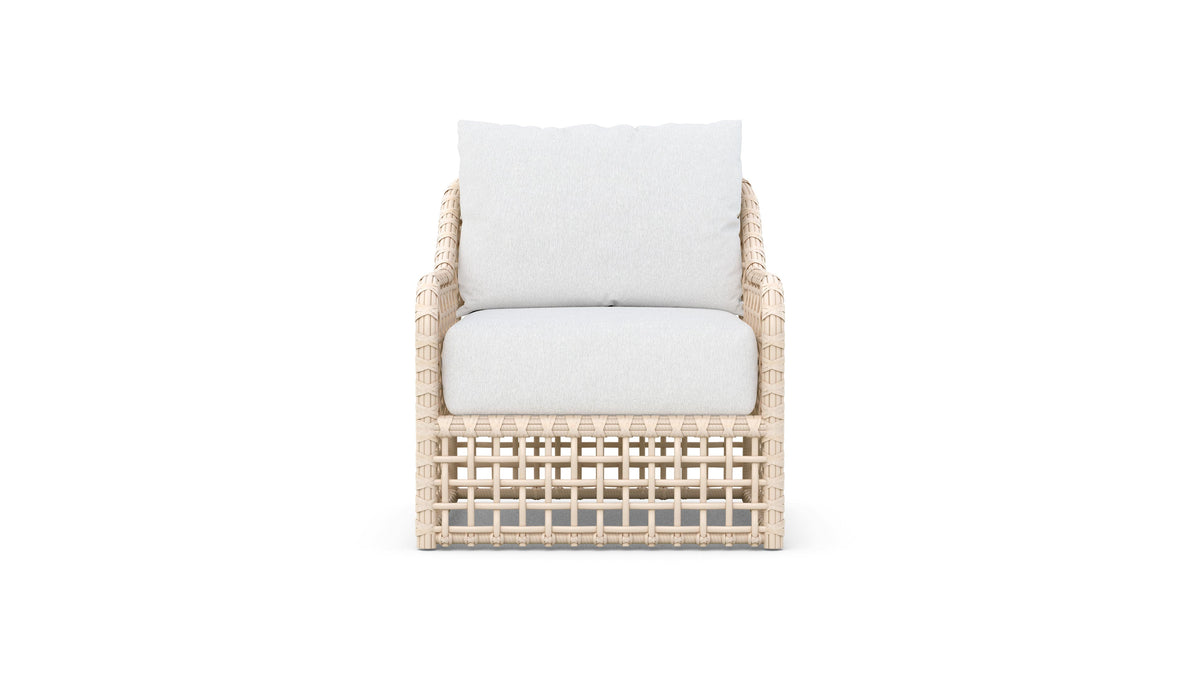 Azzurro Living Kiawah High Back Club Chair With Natural Aluminum And Almond  All-Weather Wicker