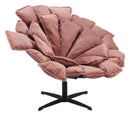 Zuo Modern Kipas Accent Chair in Pink, Accent Chairs, Plywood, Polyester, Steel, Curved, Cross Legs, Indoor