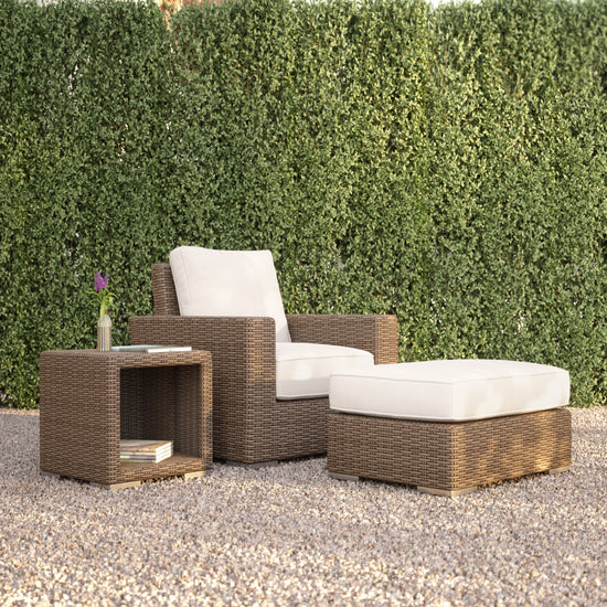 Sunset West Coronado Wicker Ottoman With Cushions