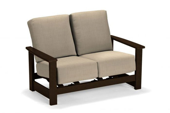 Telescope Casual Leeward Marine Grade Polymer Deep Cushion Loveseat with Hidden Motion