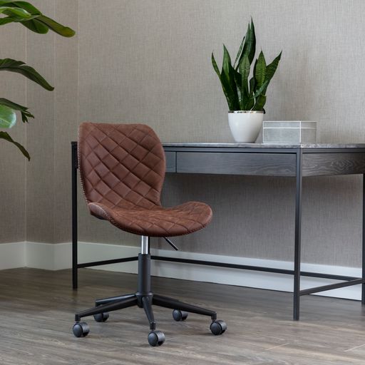 Sunpan Lyla Office Chair Black in Antique Brown / Antique Grey