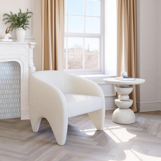 White Shearling Accent Chair - Zuo Modern Lopta Seat
