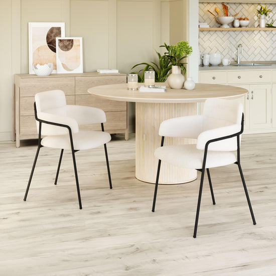 Cream Dining Chair with Armrests – Zuo Modern Marcel