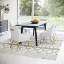 Zuo Modern Maxine Dining Chair, Gray & Gold, Dining Chairs, Faux Leather, Plywood, powder-coated Aluminum, Curved, 4 Legs, Indoor