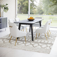 Zuo Modern Maxine Dining Chair, Gray & Gold, Dining Chairs, Faux Leather, Plywood, powder-coated Aluminum, Curved, 4 Legs, Indoor