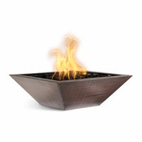 The Outdoor Plus Maya Hammered Copper Fire Bowl, Liquid Propane, 24", 24" Low Voltage Electronic Ignition, Maya, Metal, Outdoor