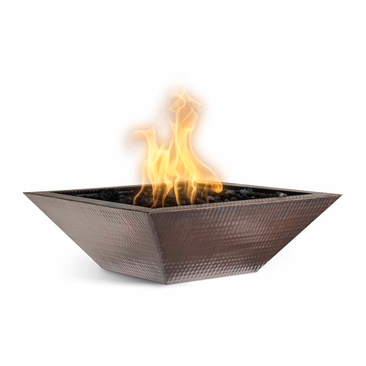The Outdoor Plus Maya Hammered Copper Fire Bowl, Liquid Propane, 24", 24" Low Voltage Electronic Ignition, Maya, Metal, Outdoor