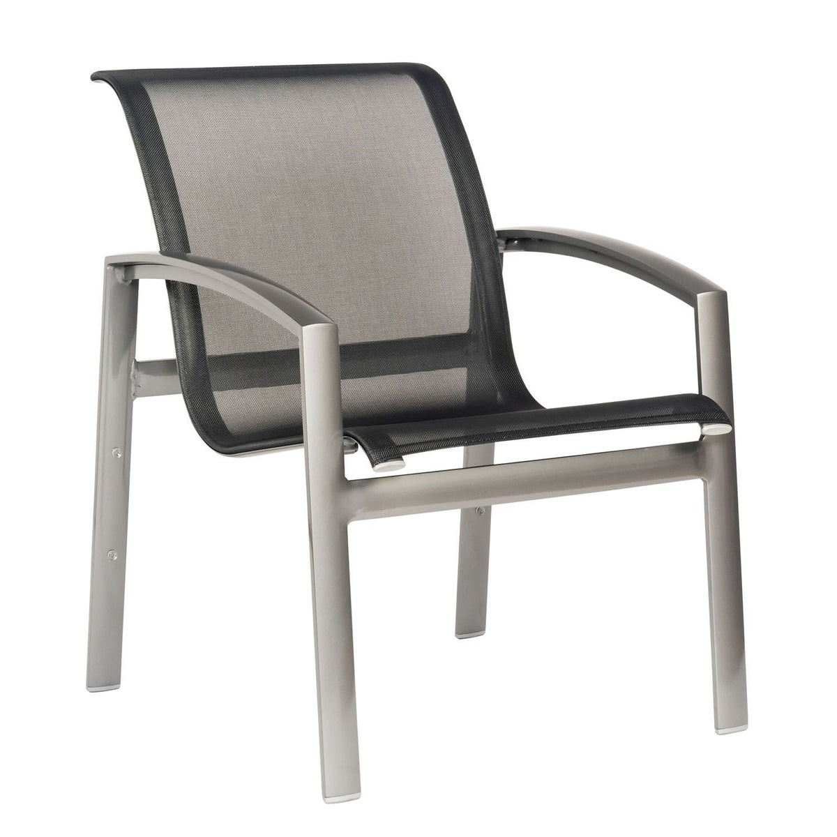 Woodard Metropolis Sling Stacking Dining Armchair, Default Title, Garden Chairs, Arm Chairs, Metropolis, Aluminum, Armchair, Curved, Outdoor