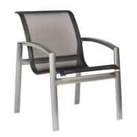 Woodard Metropolis Sling Stacking Dining Armchair, Default Title, Garden Chairs, Arm Chairs, Metropolis, Aluminum, Armchair, Curved, Outdoor