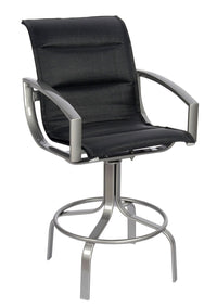 Woodard Metropolis Padded Sling Swivel Bar Stool, Default Title, Garden Chairs, Bar Stools, Metropolis, Aluminum, Bar Stools, Rectangular, Outdoor