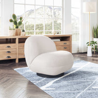 Zuo Modern Myanmar Accent Chair in Cream/Olive Green/Burnt Orange, Armchair, Plywood, Polyester, powder-coated Aluminum, Round, Block, Indoor