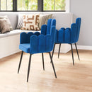 Zuo Modern Noosa Dining Chair in Navy Blue/Gray/Ivory, Navy Blue, Dining Chairs, Plywood, Polyester, powder-coated Aluminum, Velvet, Curved, 4 Legs, Indoor