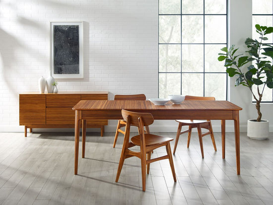 Greenington Erikka 110" Double-Leaves Extendable Dining Table, Amber