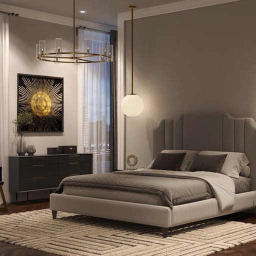 Sunpan Reyes Bed Liv Dove Queen / King