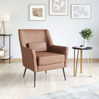Zuo Modern Ontario Accent Chair Vintage in Brown/Black/Gray, Brown, Accent Chairs, Faux Leather, Plywood, Polyester, Steel, Square, 4 Legs, Indoor