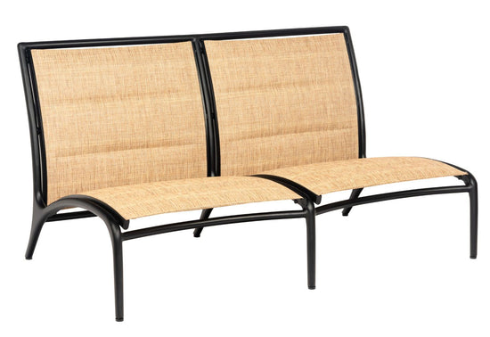 Woodard Orion Padded Sling Armless Love Seat - Low Seat