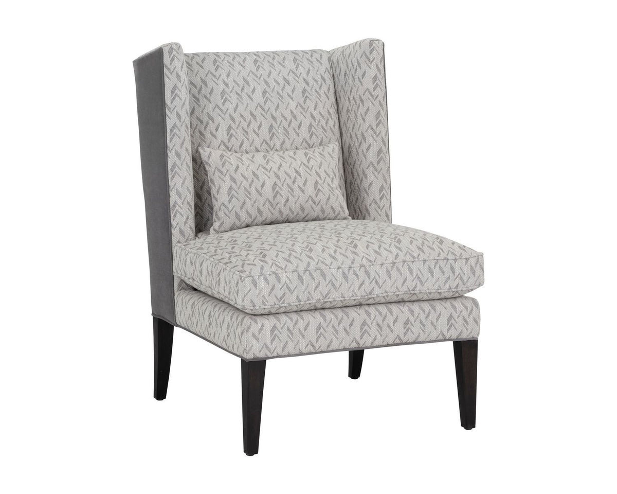 Sunpan Kenzo Lounge Chair Chevron Grey-Antonio Charcoal / Fuego Navy-Abbington Navy