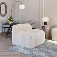 Zuo Modern Osterbro Accent Chair in Cream, Accent Chairs, Plywood, Polyester, Wood, Rectangular, Block, Indoor