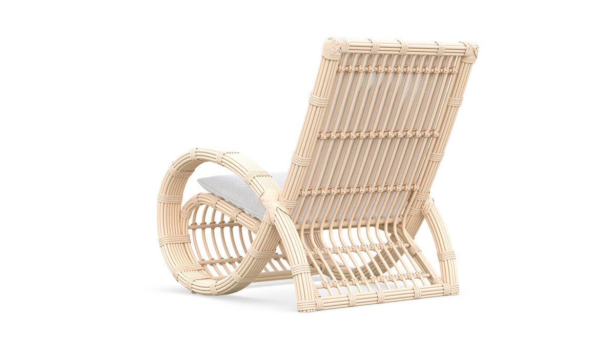 Azzurro Living Paloma Club Chair In Matte White Aluminum Frame And Almond All-Weather Wicker