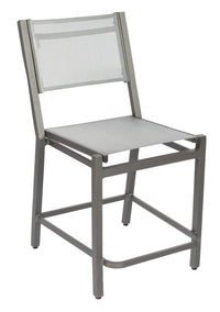 Woodard Palm Coast Sling Counter Stool without Arms, Aged Teak, Augustine Alloy (Grade A), Grade A Fabric, Garden Chairs, Counter Stools, Palm Coast, Aluminum, Counter Stools, Rectangular, Outdoor