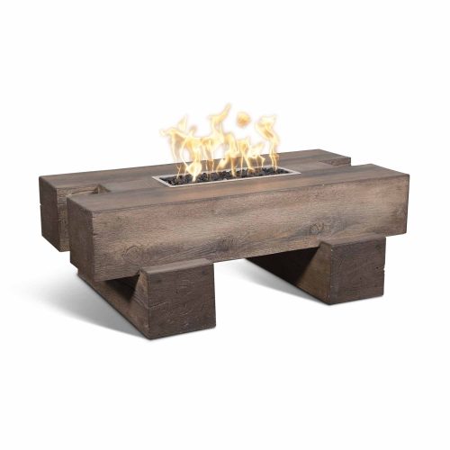 The Outdoor Plus Palo Fire Pit Wood Grain Concrete, Liquid Propane, 48", Ebony, Palo, Wood, Outdoor