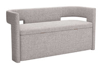 Zuo Modern Papua Storage Bench Gray, Bench, Plywood, Polyester, Steel, Rectangular, Pedestal, Indoor