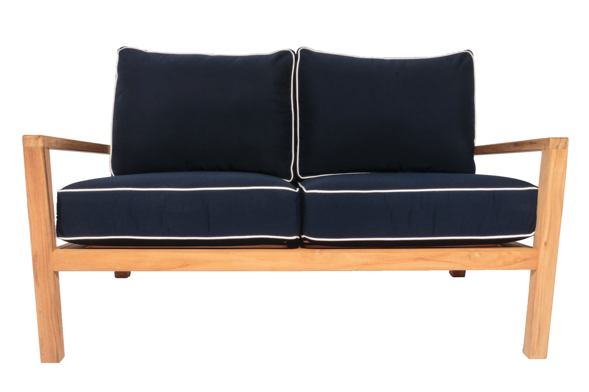 Royal Teak Coastal Wooden Set with 2-Seat Loveseat and Two Club Chairs or Miami Side Table and Miami Coffee Table