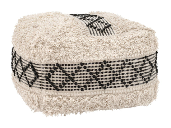 Woven Cotton Ottoman – Zuo Modern Pisco in Beige & Black