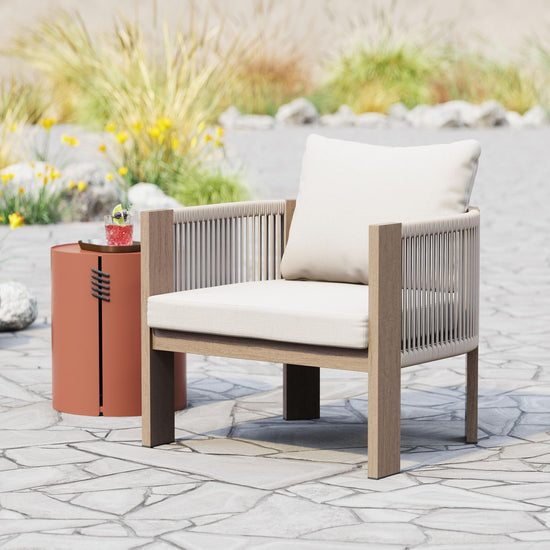 Rebel Beige Outdoor Accent Chair with Aluminum Frame