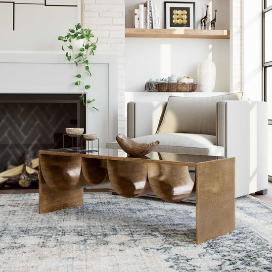 Brass and Black Coffee Table | Zuo Modern Reed Table